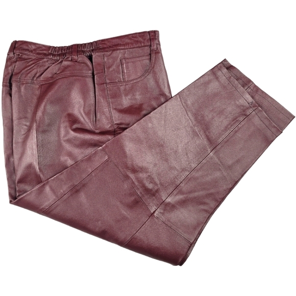 **PLUS SIZE LEATHER** Vintage Via Accenti Women's Straight Leg Leather Pants - Picture 9 of 9